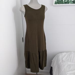 Dark olive shirt dress with built in bra